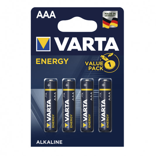 Blister de 4 Pilas AAA LR03 1.5V Varta Alcalina Energy - Fabrilamp / Abrila - LUZGURÚ