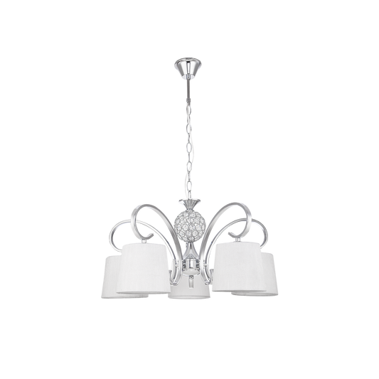 Lámpara de Techo Bogotá 5 Luces E14 Cromo Pantalla Blanca Fabrilamp - vista principal | Fabrilamp / Abrila · Ref. 201555020