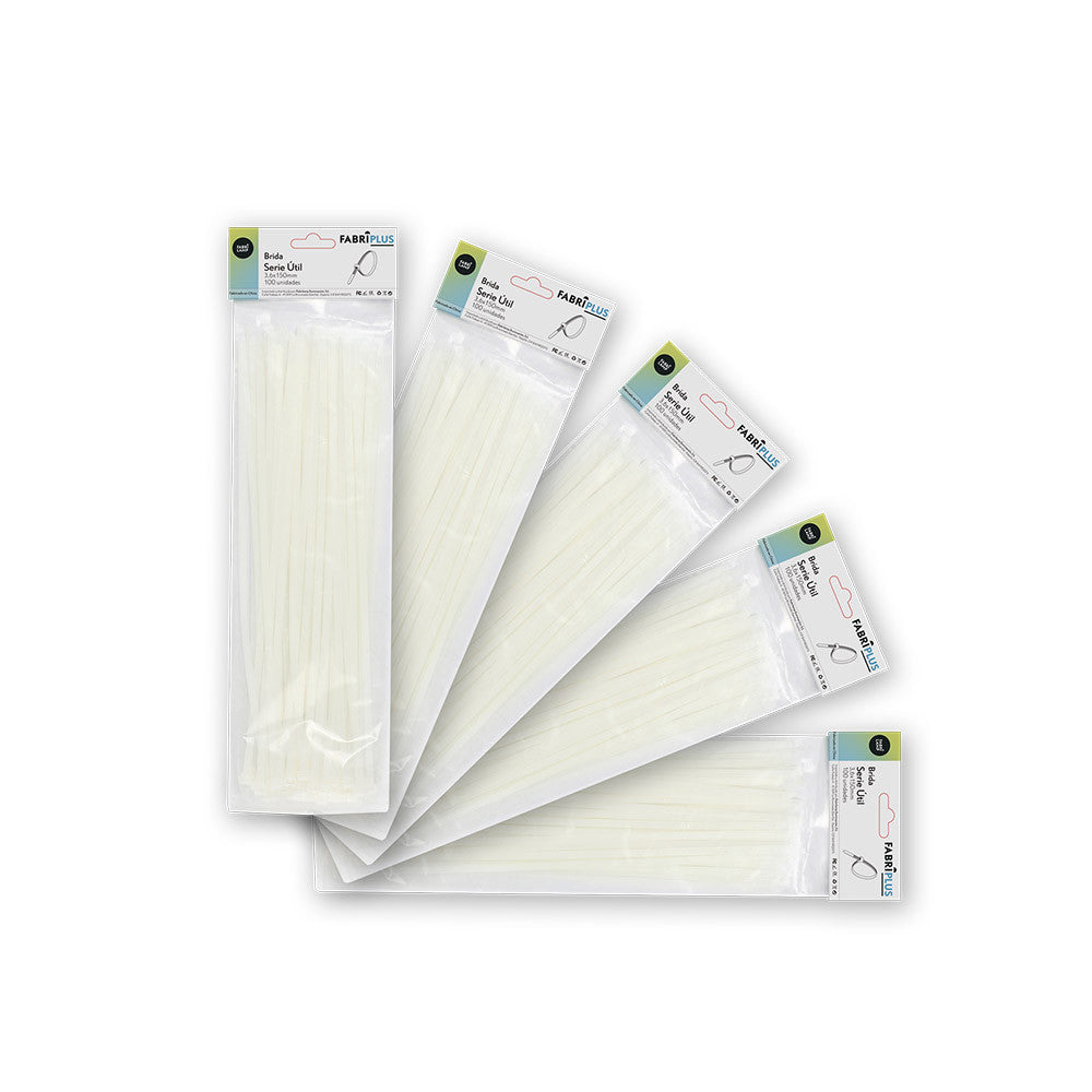 Bridas Util Blancas 3.6x150mm Nylon 66 Auto Bloqueo Fabrilamp - SKU 188136151
