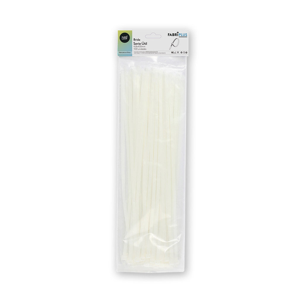 Bridas Util Blancas 4,8x430mm 100% Nylon 66 Auto Bloqueo Fabrilamp / Abrila