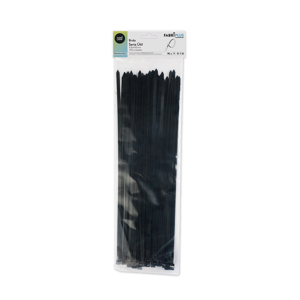 Bridas Util Negras 4.8x430mm 100% Nylon 66 Fabrilamp / Abrila - SKU 188148439