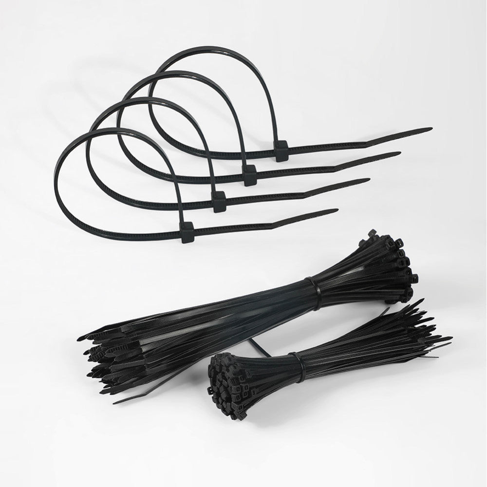 Bridas de nylon 66 negro para cables y tuberías, fabricadas por Fabrilamp / Abrila