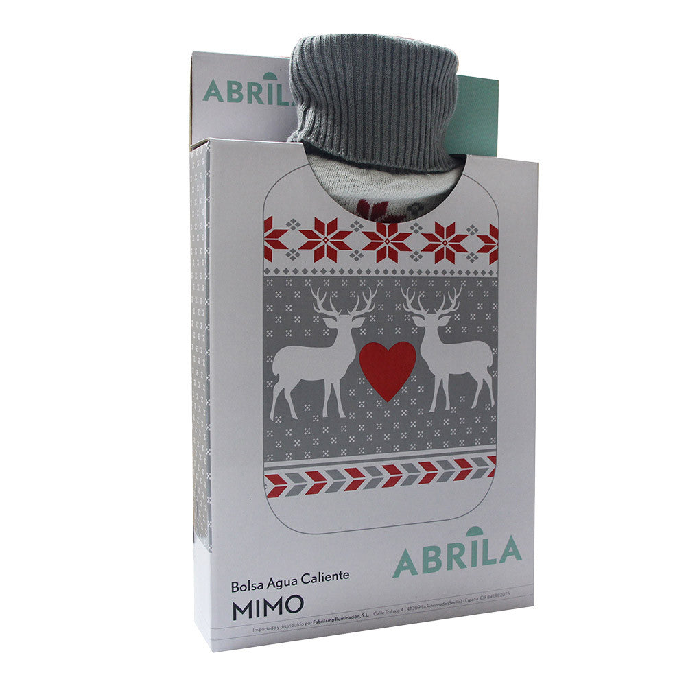 Bolsa de agua caliente Mimo fabricada en caucho rojo color gris y rojo