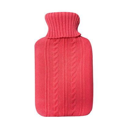 Bolsa de agua caliente MIMO 1,7L con forro rosa jersey, vista frontal.