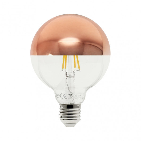 Bombilla LED decorativa Globo Oro Rosa 10W E27 de Fabrilamp, vista frontal.