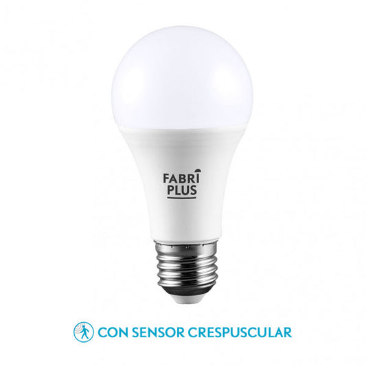 Bombilla LED 11W 6500K Sensor Crepuscular Fabriplus Standar E27 990lm - Vista frontal