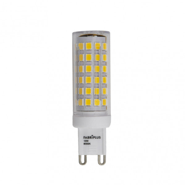 Bombilla LED G9 10W 6000K Abrila, 1000 lúmenes, luz blanca fría. Ideal para iluminación eficiente.