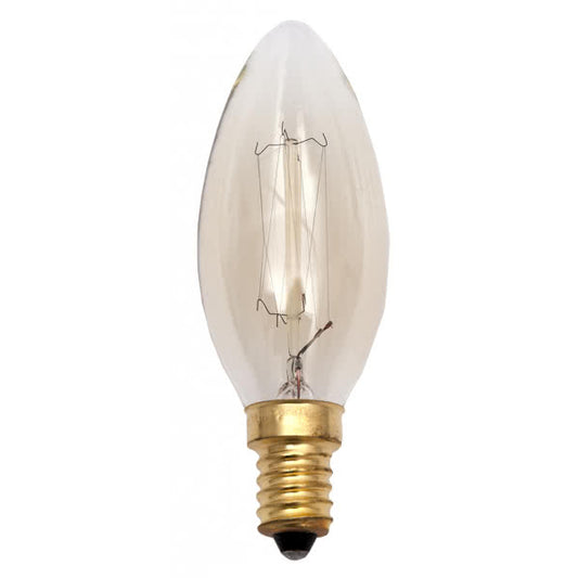 Bombilla Incandescencia Vintage Vela 40W E14 Ámbar de Fabrilamp/Abrila - Luz Cálida y Decorativa