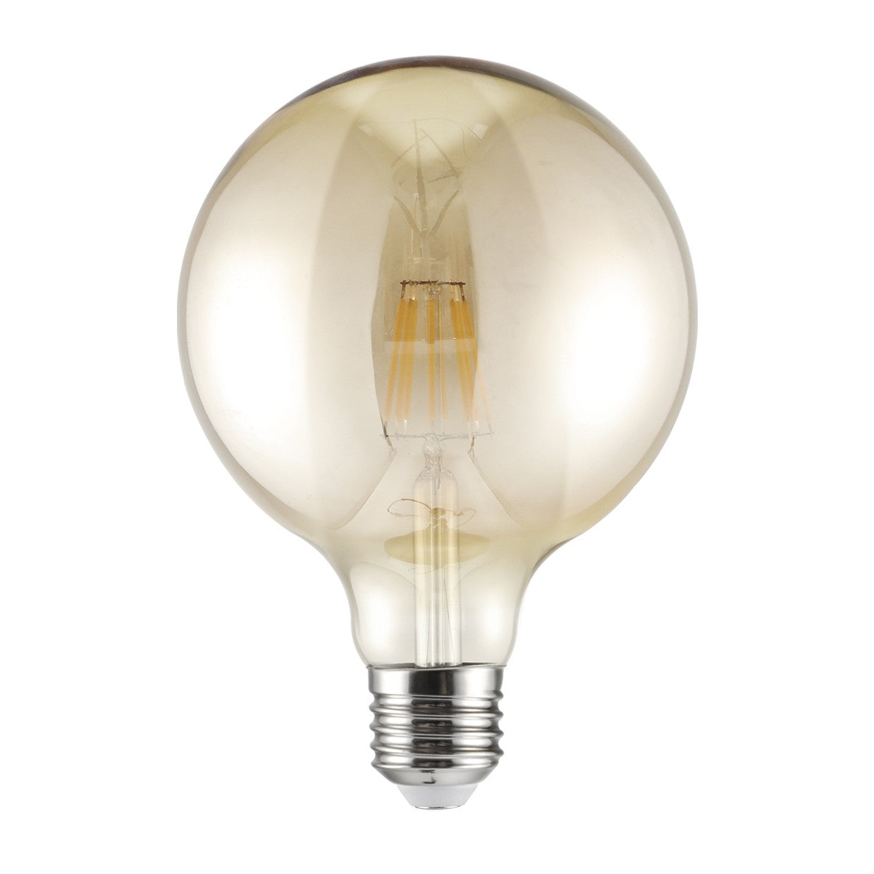 Bombilla LED Globo Ámbar 8W AJP/Alemar FS0064: Medidas.  Luz cálida (3000K) y 760 lúmenes para iluminación doméstica eficiente.
