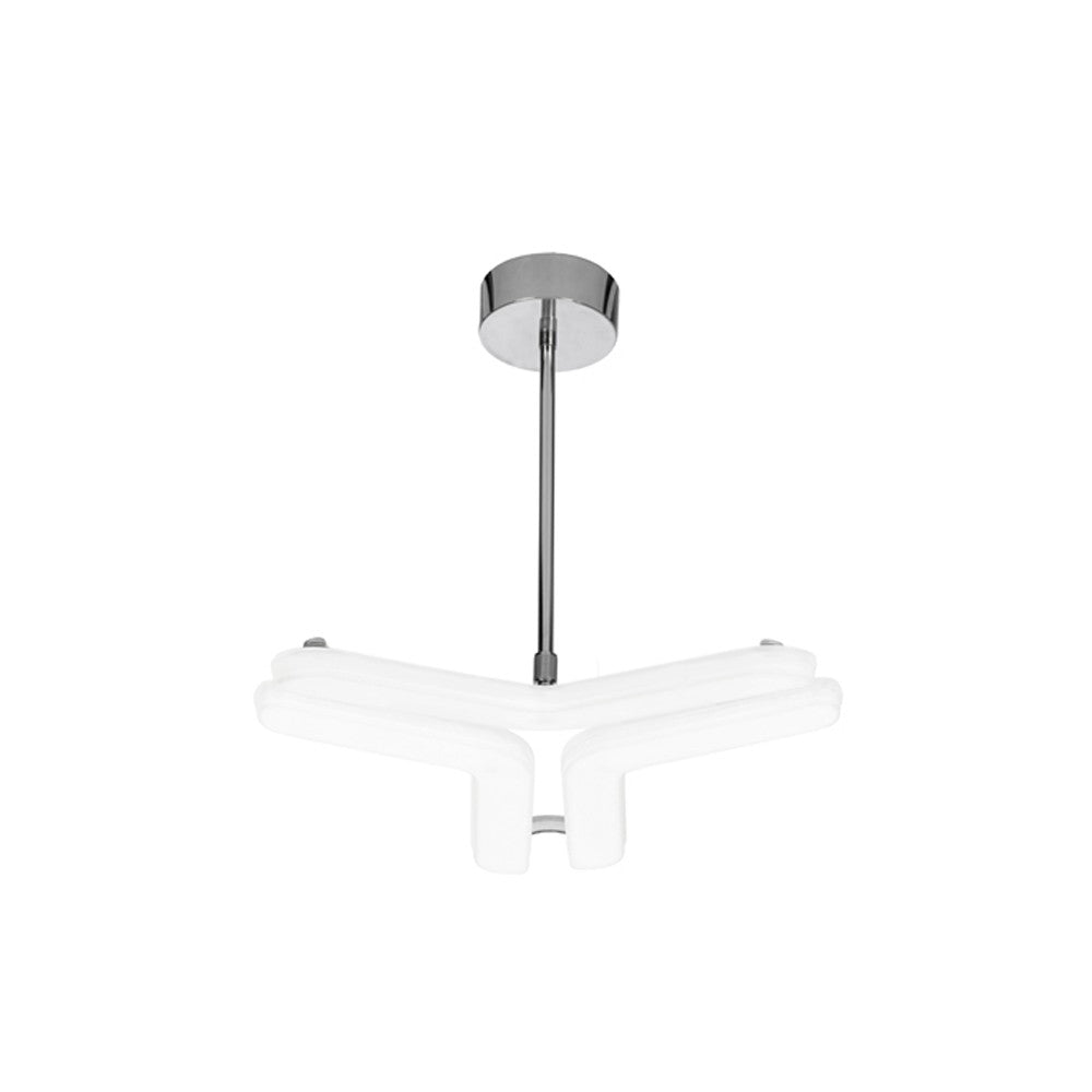 Lámpara Boomerang fabricada en PVC color blanco con luz cálida