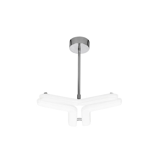 Lámpara Boomerang fabricada en PVC color blanco con luz cálida