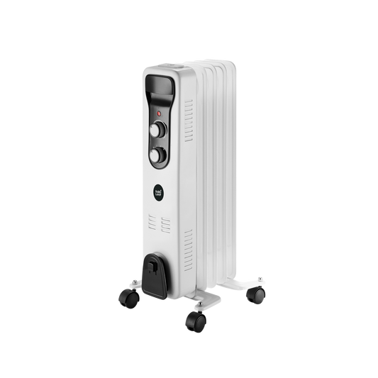 Radiador de Aceite Eléctrico Brasilia 1000W 5 Elementos Blanco y Negro Fabrilamp - vista principal | Fabrilamp / Abrila · Ref. 231231001