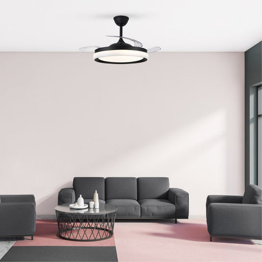 Ventilador Brisa Eco Aspas Retráctiles LED 45W 4400 lm CCT Negro CristalRecord - imagen 2 | CristalRecord