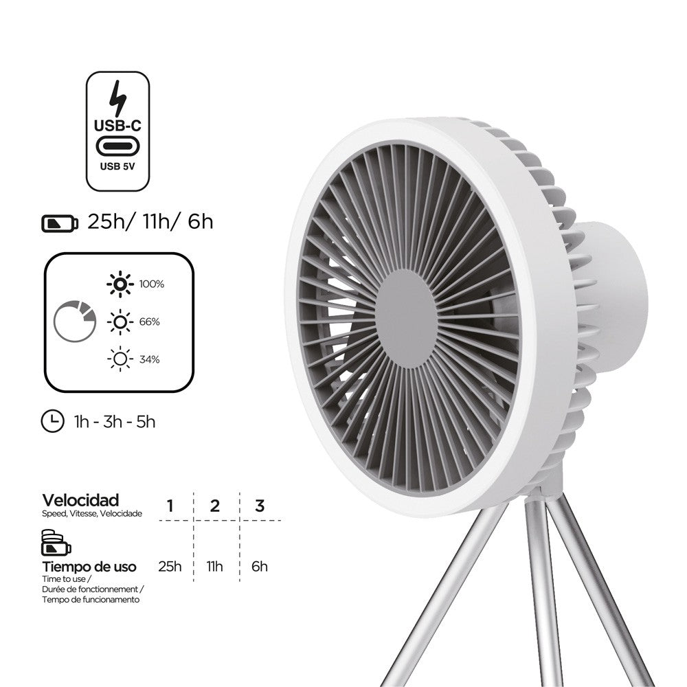 Ventilador Brise fabricado en plástico color blanco, ideal para refrescar