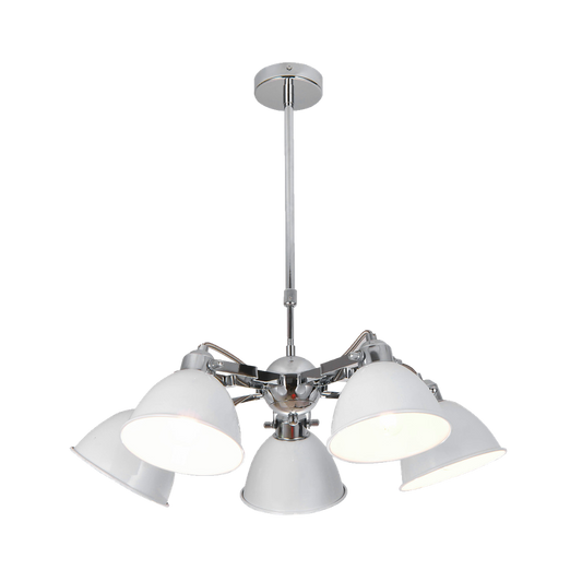 Lámpara de Techo Buri 5 Luces E27 Blanco y Cromo Fabrilamp - vista principal | Fabrilamp / Abrila · Ref. 143155001