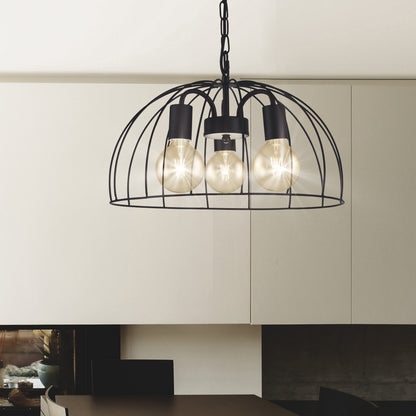 Colgante Nora instalado en ambiente de comedor moderno - Iluminación jaula