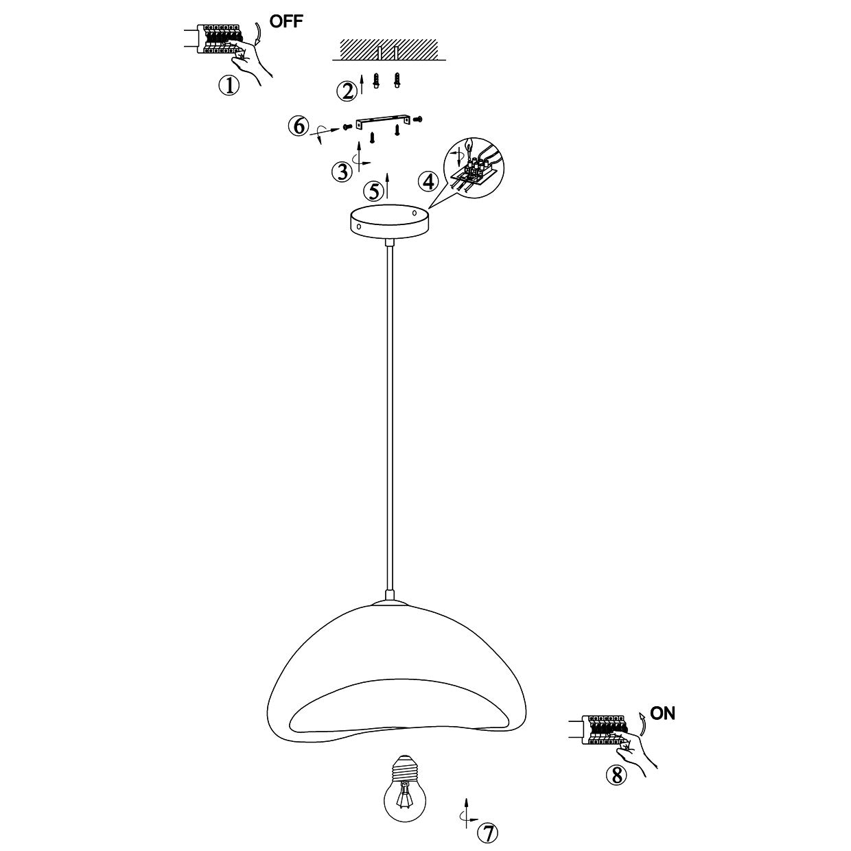 Detalle del acabado blanco roto en colgante ONA Alemar - Vista lateral