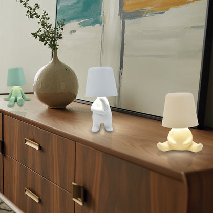 Lámpara sobremesa LED Lenox crema en ambiente de dormitorio - Vista decorativa