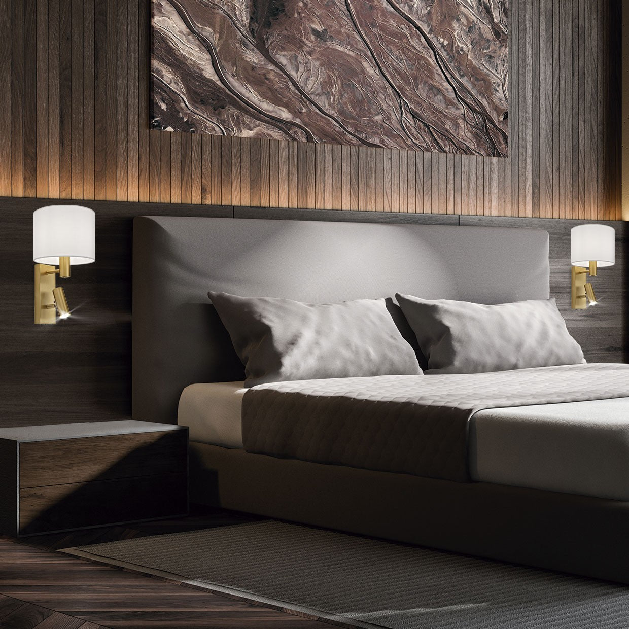 Aplique Hera instalado en pasillo decorado - Ambiente real