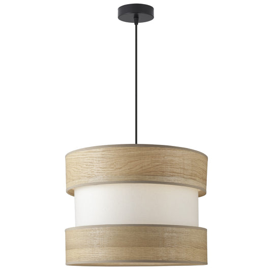 Colgante Dion madera y cotón crudo ALEMAR con pantallas cilíndricas - Vista principal