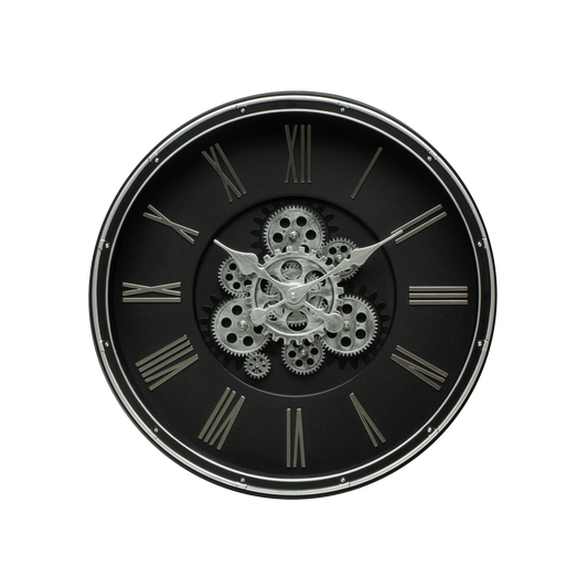 Reloj de Pared Cacin 50 cm Engranajes Negro y Plata Fabrilamp - vista principal | Fabrilamp / Abrila · Ref. 219815078