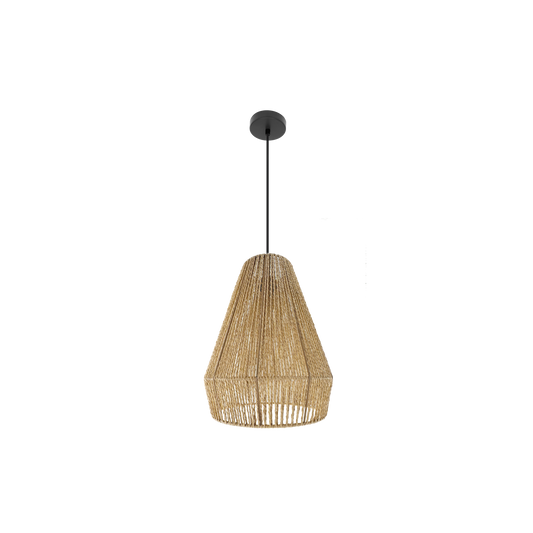 Lámpara Colgante Calabria 1xE27 Negro y Natural 34 cm Fabrilamp - vista principal | Fabrilamp / Abrila · Ref. 216793486