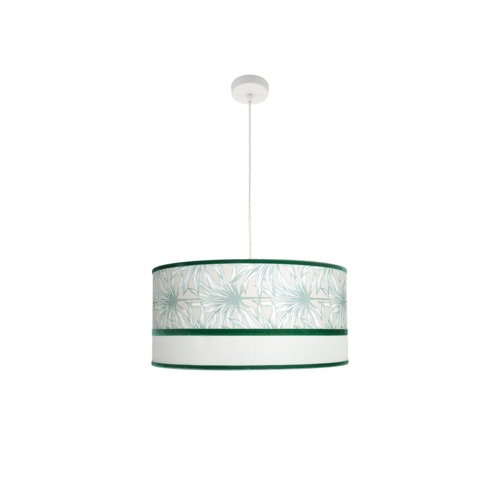 Colgante Caledonia 60 cm 3xE27 Blanco y Verde de Pantalla Textil Fabrilamp
