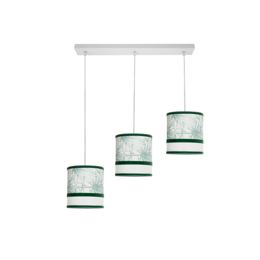 Regleta de Techo Caledonia 3 Luces Colgantes E27 Blanco y Verde Fabrilamp - vista principal | Fabrilamp / Abrila · Ref. 248993106