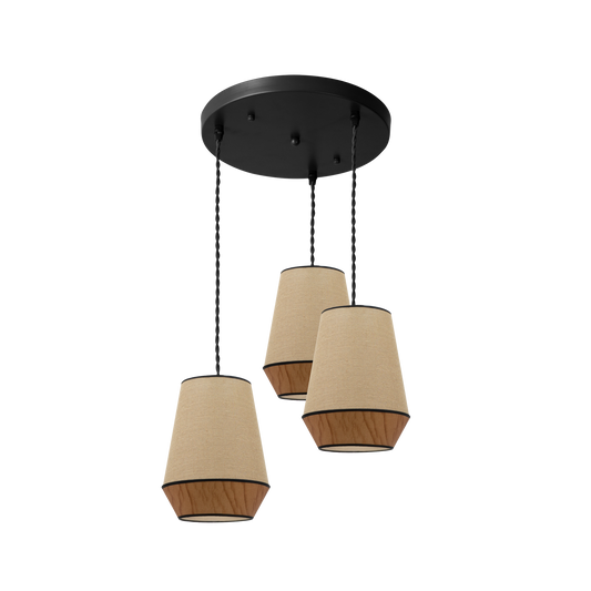 Plafón Colgante Campana 3 Luces E27 Tela Fabrilamp - vista principal | Fabrilamp / Abrila · Ref. 173983002