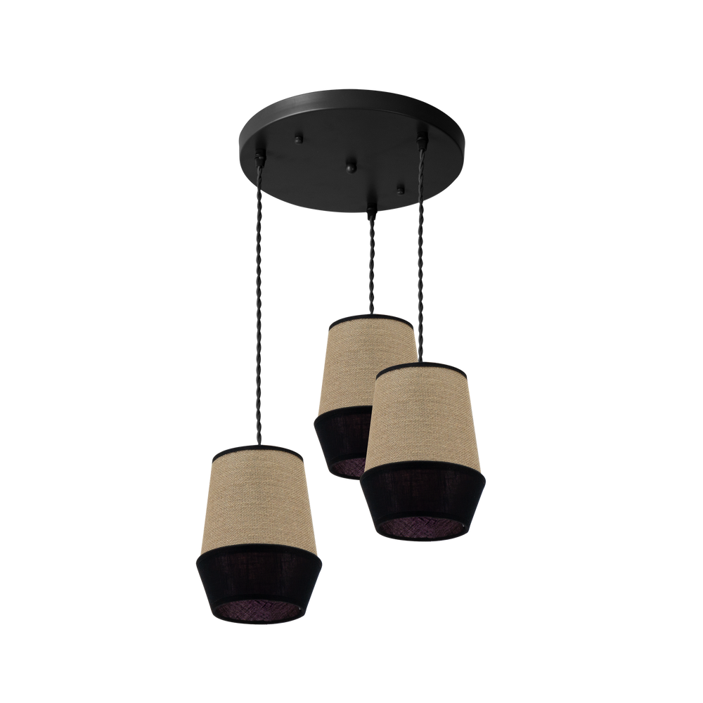 Plafón Colgante Campana 3 Luces E27 Tela Fabrilamp