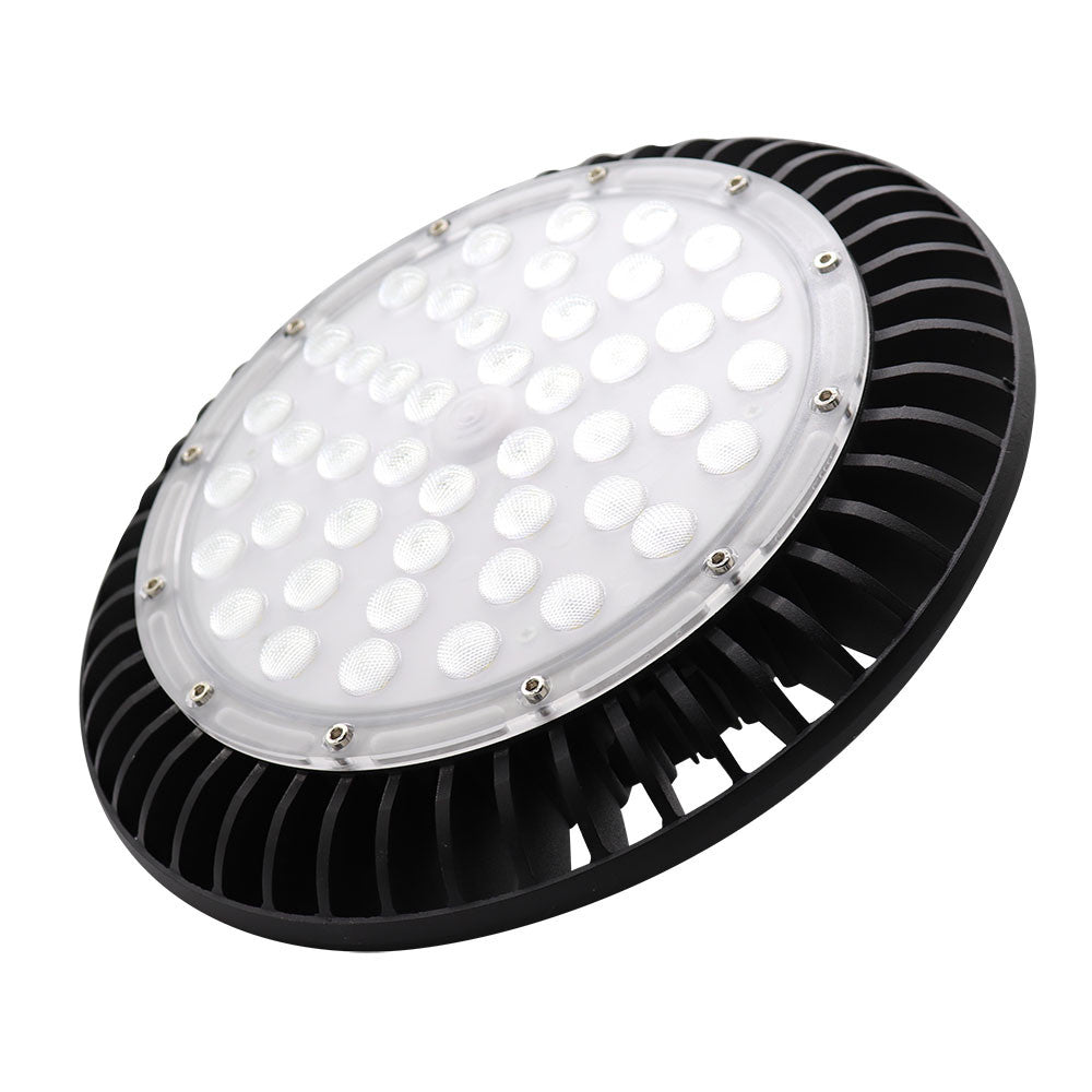 Campana Monzonita fabricada en aluminio color negro, ideal para iluminación técnica