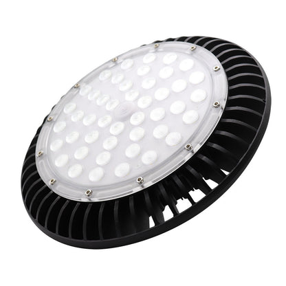 Campana Monzonita fabricada en aluminio color negro, ideal para iluminación técnica