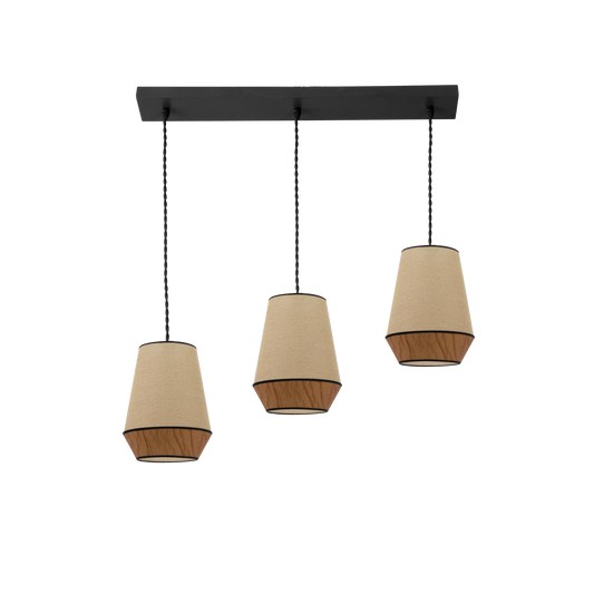 Lámpara Colgante Regleta Campana 3xE27 Textil Fabrilamp - vista principal | Fabrilamp / Abrila · Ref. 173993102