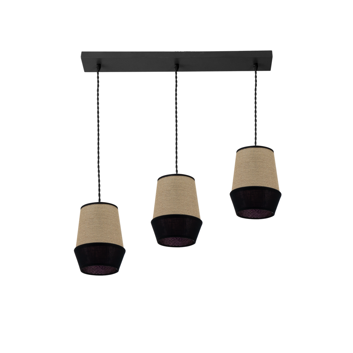 Lámpara Colgante Regleta Campana 3xE27 Textil Fabrilamp - vista principal | Fabrilamp / Abrila · Ref. 173993109