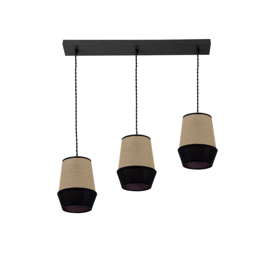 Lámpara Colgante Regleta Campana 3xE27 Textil Fabrilamp - vista principal | Fabrilamp / Abrila · Ref. 173993109