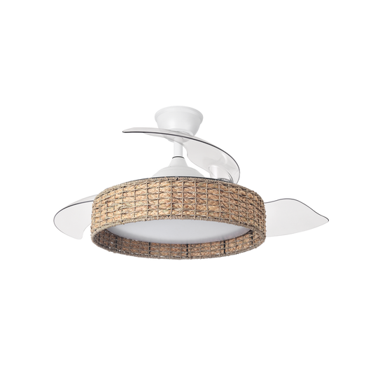 Ventilador de Techo Canario 107 cm Aspas Retráctiles con LED Blanco/Natural Fabrilamp - vista principal | Fabrilamp / Abrila · Ref. 242991368