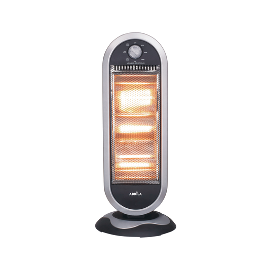 Estufa Eléctrica de Cuarzo Candente 1200 W Oscilante Negro y Plata Fabrilamp - vista principal | Fabrilamp / Abrila · Ref. 202341278