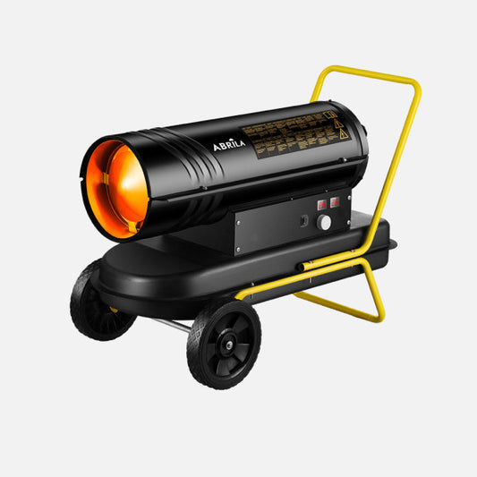 Cañón Calefactor Gasóleo Alpine 20 kW Negro/Amarillo 19L Fabrilamp - Vista frontal principal en fondo blanco | LuzGurú