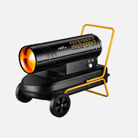 Cañón Calefactor Gasóleo Alpine 30 kW Negro/Amarillo Fabrilamp - Vista frontal principal en fondo blanco | LuzGurú