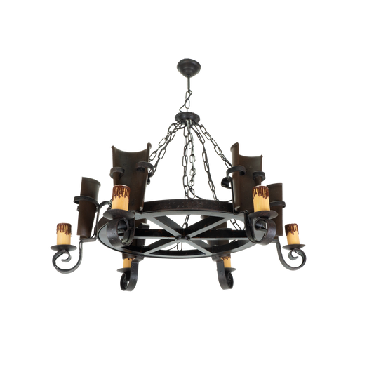 Lámpara Colgante Rústica Cantina 6 Luces E27 Marrón Fabrilamp - vista principal | Fabrilamp / Abrila · Ref. 92.528/6