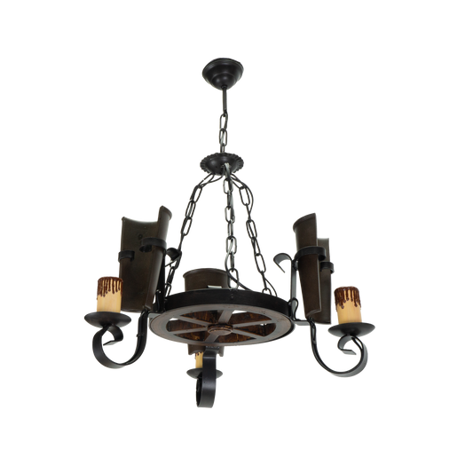 Lámpara Colgante Rústica Cantina 3 Luces E27 Marrón Fabrilamp - vista principal | Fabrilamp / Abrila · Ref. 92.528/3