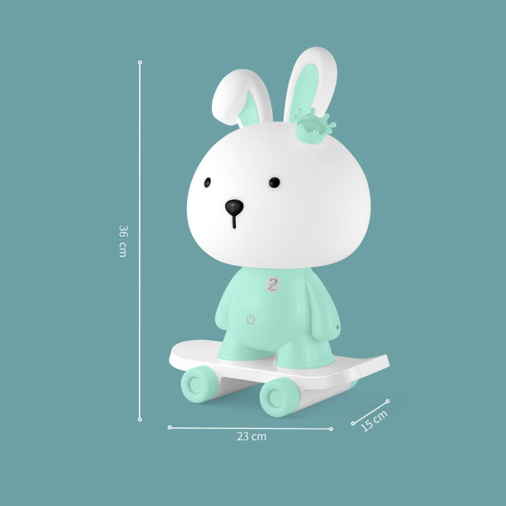 Esquema con dimensiones 23x15x36 cm del lámpara sobremesa conejo azul LED ALEMAR