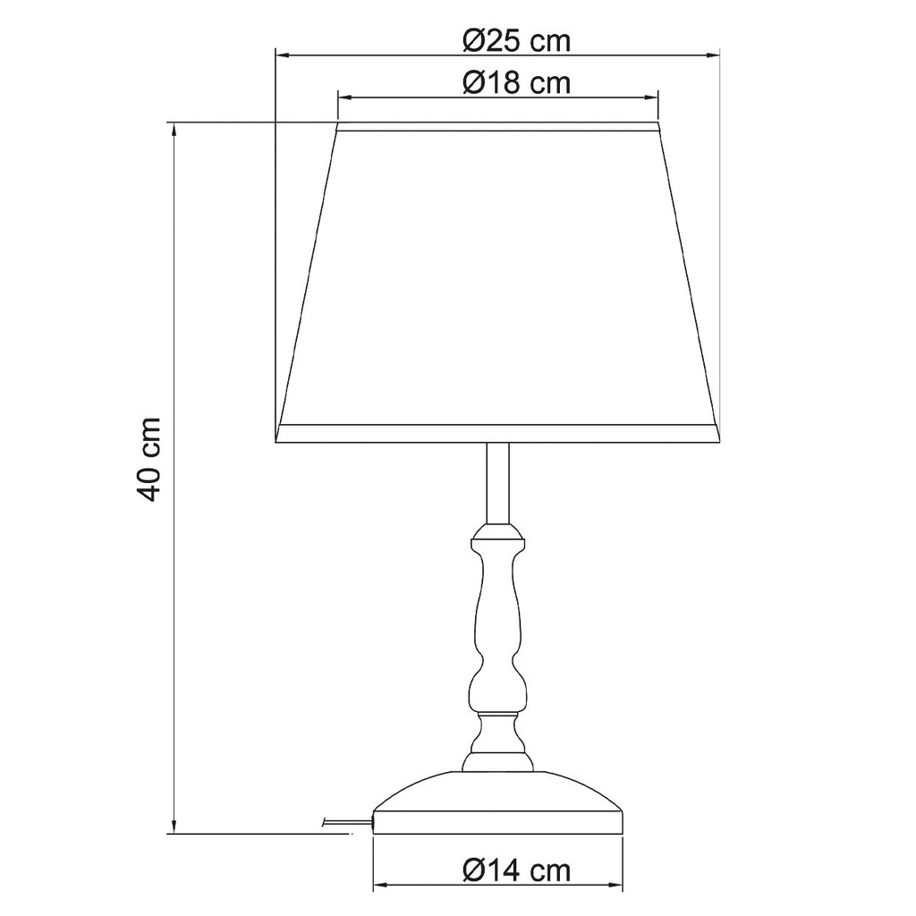 Esquema con dimensiones de la lámpara sobremesa Vermut ALEMAR