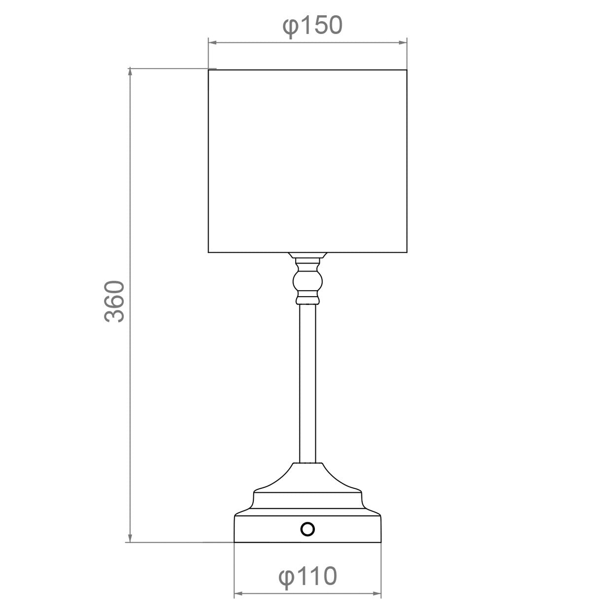 Detalle del regulador táctil y pantalla de la lámpara Hall ALEMAR