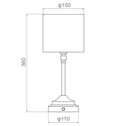 Detalle del regulador táctil y pantalla de la lámpara Hall ALEMAR
