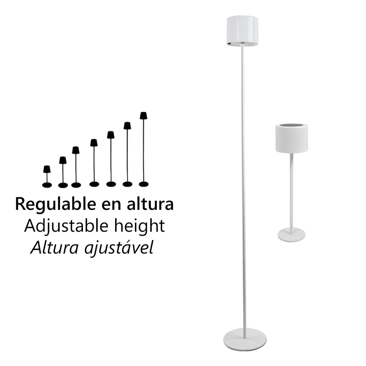 Lámpara solar Eliseo en modo pie de salón - Ambiente exterior terraza