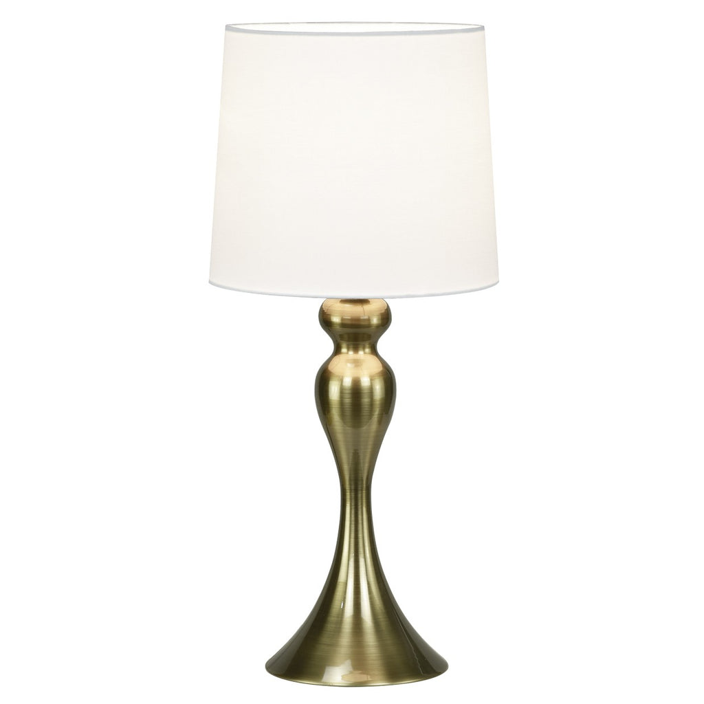 Lámpara de sobremesa Lola dorado envejecido ALEMAR - Vista principal con pantalla de tela