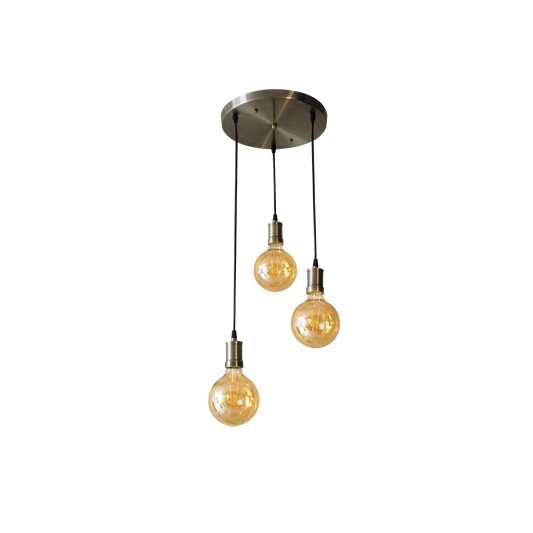 Lámpara Colgante Celso 3 Luces E27 Cuero Fabrilamp - vista principal | Fabrilamp / Abrila · Ref. 166783014