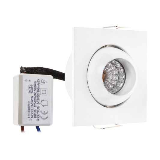 Empotrable Orientable LED Cuadrado Centavo 1W Blanco Fabrilamp - vista principal | Fabrilamp / Abrila · Ref. A12680201B