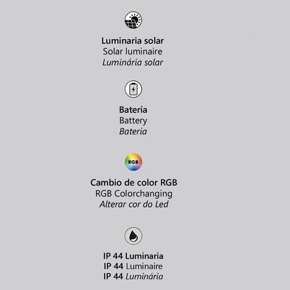 Vista lateral de lámpara sobremesa solar Carter con asa en cuero